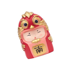 (4.5 cmx6.5 cm, Red) Mini Statue Decoration Collectible Chinese Figurine Prop for Home Car Office Green