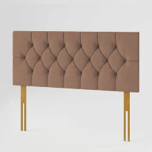 (King Brown) 5ft Plush Velvet Padded Chesterfield Headboard Bed