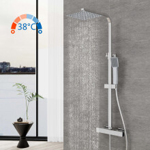 Bathroom Mixer Shower Thermostatic Dual Head Square Head Handset