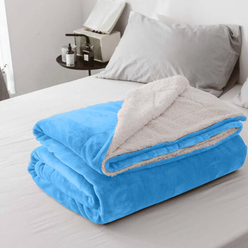 (Single, Light Blue) Heavy Thick Blanket Bed Throw-Single Double King Size-Warm Fluffy for Extreme Winters 2