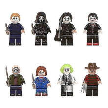 8pcs Halloween Scary Characters Mini Action Figure Building Blocks, Horror Movie Series Miniature Model Figurine Toy Halloween Decor - Creative Christ