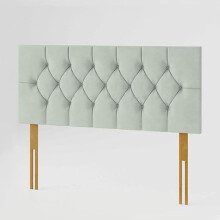 (King Gray) 5ft Plush Velvet Padded Chesterfield Headboard Bed