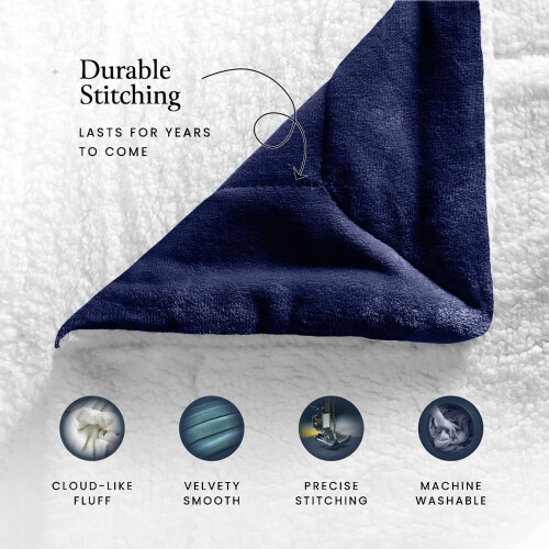 (King, Navy) Heavy Thick Blanket Bed Throw-Single Double King Size-Warm Fluffy for Extreme Winters 2