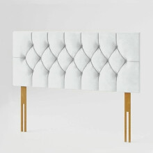 (King Silver) 5ft Plush Velvet Padded Chesterfield Headboard Bed