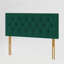 (King Green) 5ft Plush Velvet Padded Chesterfield Headboard Bed