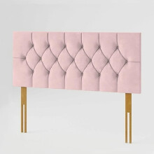 (King Pink) 5ft Plush Velvet Padded Chesterfield Headboard Bed