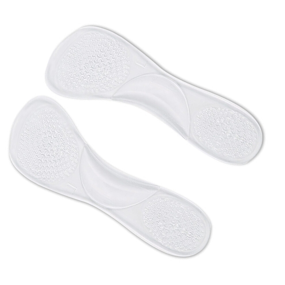 2 Pairs Transparent Velvet 3/4 High Heel Insoles for Comfort & Shock Absorption