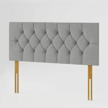 (King Charcoal) 5ft Plush Velvet Padded Chesterfield Headboard Bed