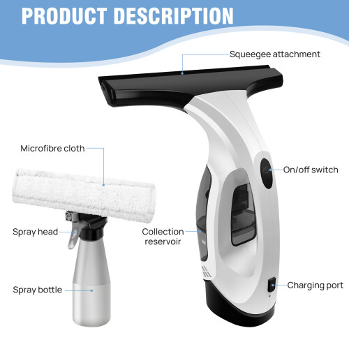 Rechargeable Window Vac, Cordless Window Vacuum Squeegee Cordless UK 1