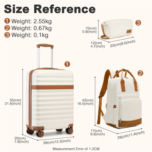 20 Inch ABS+PC Travel Suitcase And Men School Backpack Set 2