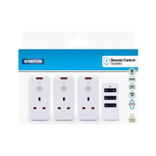 Status 20M Eco Remote Wireless Switch Control Mains Power Plug Socket - 3 Pack