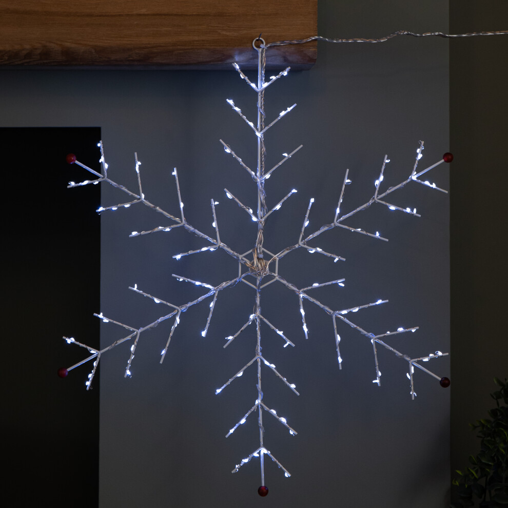 Premier 50 X 50Cm Light Up Metal Christmas Snowflake With 132 Multi-Action White Leds