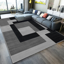 (200 x 290 cm (6 ft 5 in x 9 ft 5in), Milo Black Grey) Non Slip Modern Rugs Living Room Area Rugs Runner & Door Mats