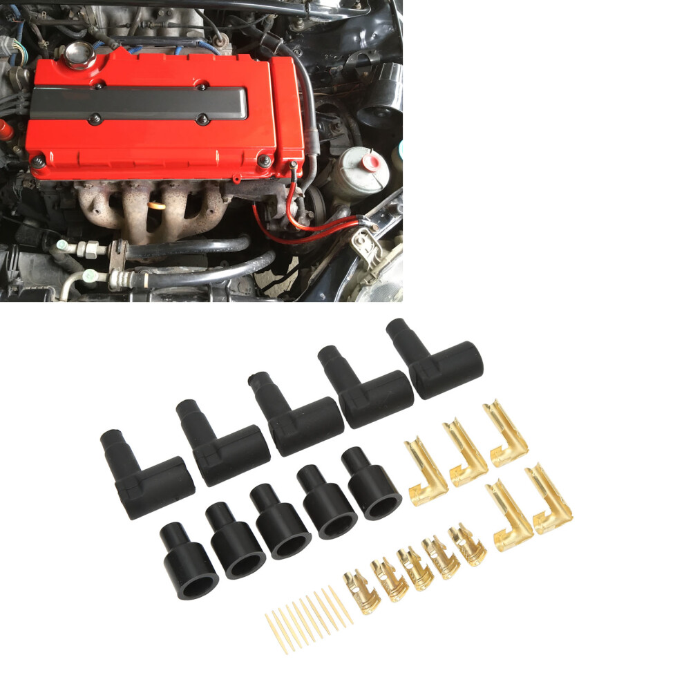 30Pcs Spark Plug Coil Wire Boot Kit For 6-10Mm Cables - Rubber Black 7901353822642