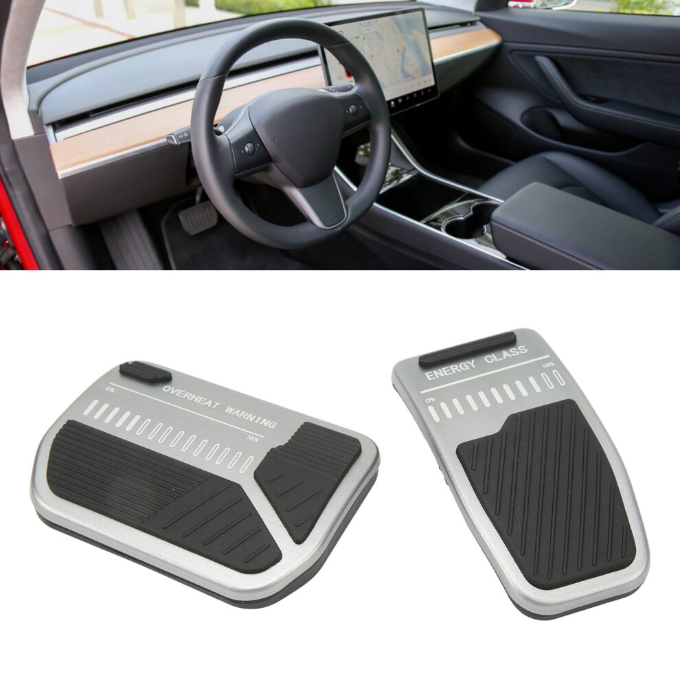 Aluminum Alloy Anti-Slip Pedal Cover Set For Tesla Model 3 Y Gray 9381353823012