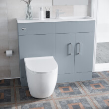 Nes Home 1000mm Matte Grey Slimline Vanity Basin WC Unit & Round BTW Toilet
