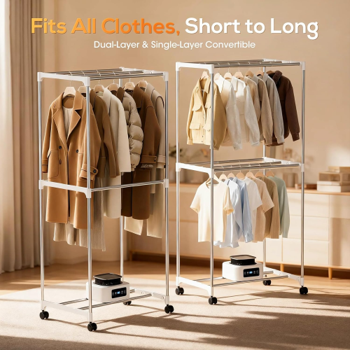 Heated Clothes Airer, 2-Tier Electric Clothes 2