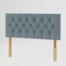 (King Steel) 5ft Plush Velvet Padded Chesterfield Headboard Bed