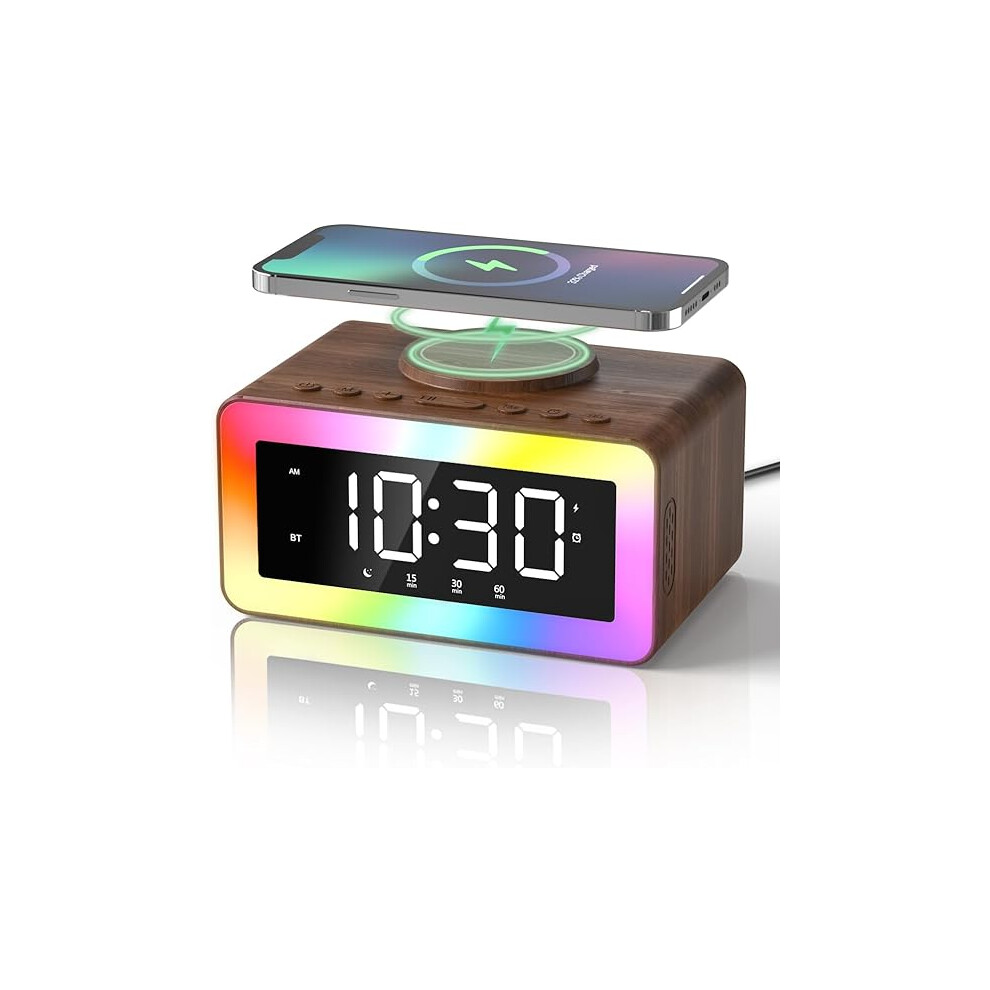 Xmas Gifts Alarm Clock Bedside With Wireless Charger, Bluetooth Speaker White 1234569878384