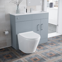 Nes Home 1000mm Matte Grey Slimline Vanity Basin & WC Unit & White BTW Toilet