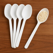 ECONX 50PCS White Plastic Spoons Reusable Heavy Duty Cutlery Spoon For Party Wedding Catering Disposable Spoons