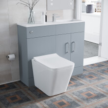Nes Home 1000mm Matte Grey Slimline Vanity Basin & WC Unit BTW Square Toilet