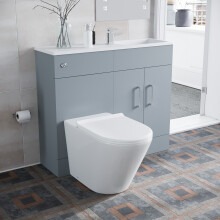 Nes Home 1000mm Matte Grey Slimline Basin Vanity & WC Unit BTW Round Toilet