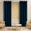 (Navy Velvet) 90" width 90" drop - Velvet Curtains Ring top Eyelet Ready Made Lined Pair Panel Crushed 1