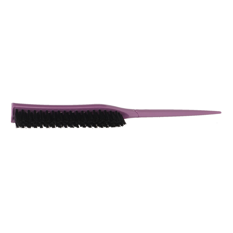 Portable Purple 3-Row Teasing Hair & Beard Brush for Home Salon Travel