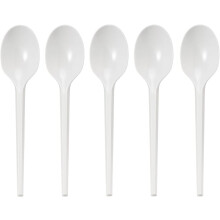 ECONX 100PCS White Plastic Spoons Reusable Heavy Duty Cutlery Spoon For Party Wedding Catering Disposable Spoons