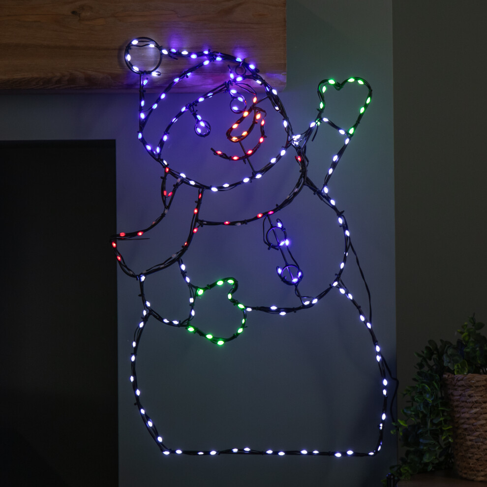 Premier 60Cm X 38Cm Up Flexibrights Christmas Snowman With 177 Multi-Coloured Leds Light