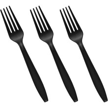 ECONX Reusable Plastic Forks Black Fork 18cm Disposable Cutlery For Parties Catering Weddings Pack of 50