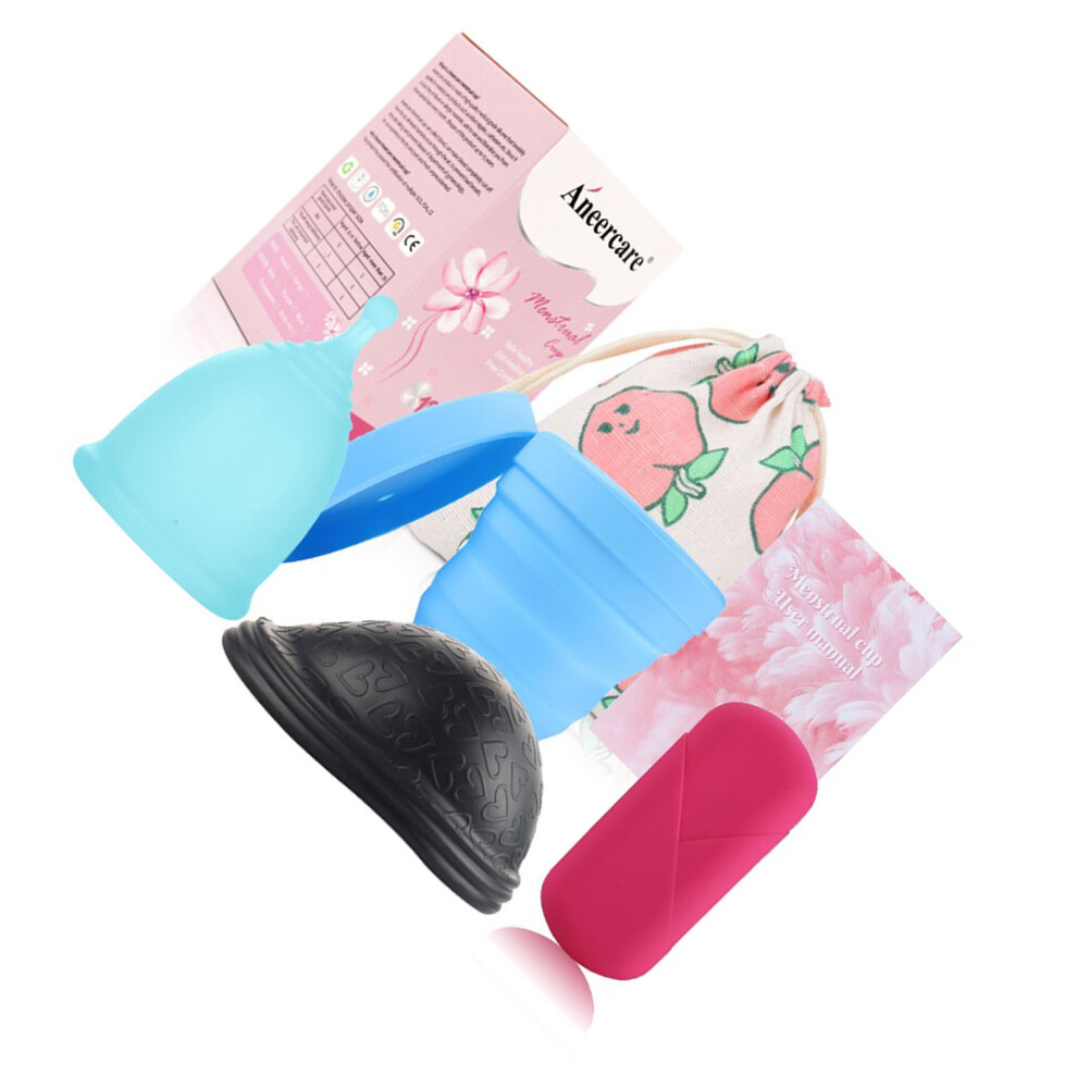 Blue Silicone Menstrual Cup & Disc Set, Collapsible, 25Ml, L Size