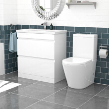 Nes Home 800mm White Drawers Handleless Basin Vanity Round Close Coupled Toilet