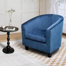 Alivio Comfy & Ergonomic Fabric Tub Chair Premium Velvet Upholstery Soft Foam Cushion, Modern Accent Armchair for Bedroom, Living Room, Balcony (Blue)