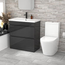 Nes Home 800mm Dark Grey Handleless Drawers Basin Vanity Close Coupled Toilet