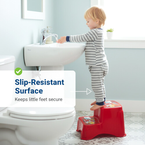 Tuffex Children's Step Stool Two-Step for Kids Multipurpose Footstool for Kitchen & Bath  - Red 2