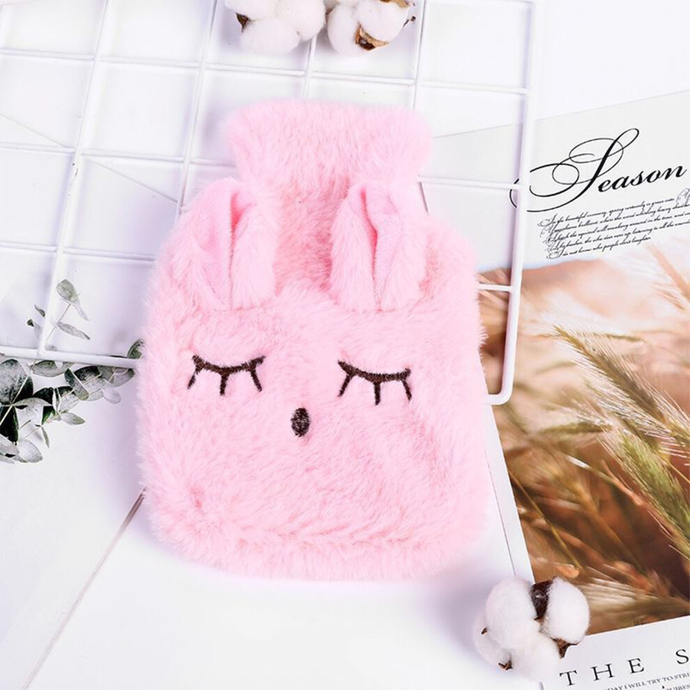 Hot Water Bottle 350ml, Pink, 13x19cm, Explosion Proof, Plush Cover