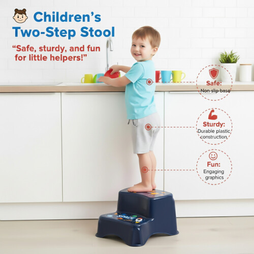 Tuffex Children's Step Stool Two-Step for Kids Multipurpose Footstool for Kitchen & Bath 1