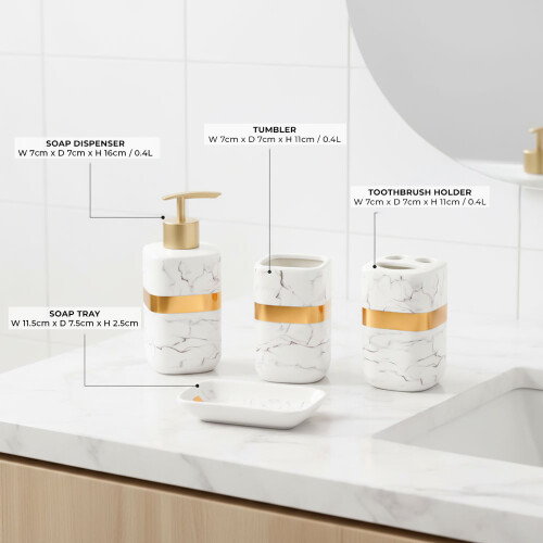 SQ Professional (Gold ) Durane Marbled Bathroom Set 4Pcs 2