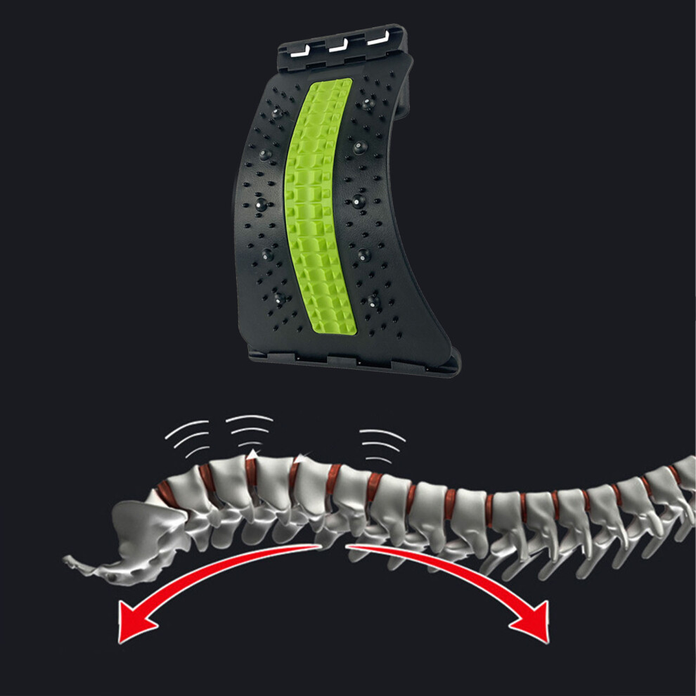 Adjustable Back Massager Board 4-Level Lumbar Cracker Spine Stretcher Green/Black