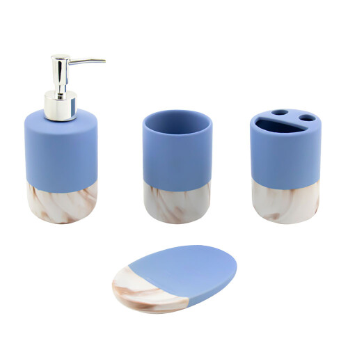 SQ Professional (Blue ) Durane Marbled Bathroom Set 4Pcs