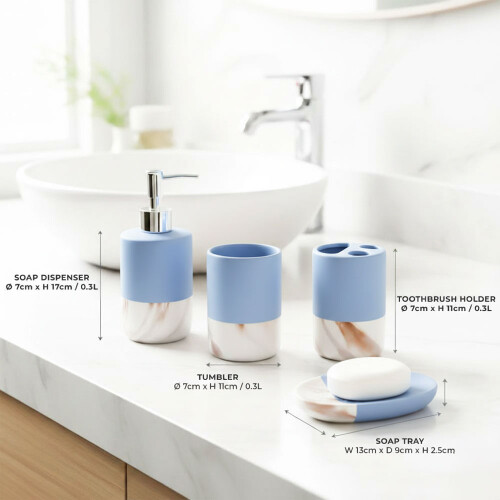 SQ Professional (Blue ) Durane Marbled Bathroom Set 4Pcs 2