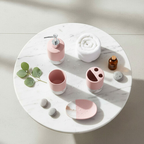 SQ Professional (Pink ) Durane Marbled Bathroom Set 4Pcs 1