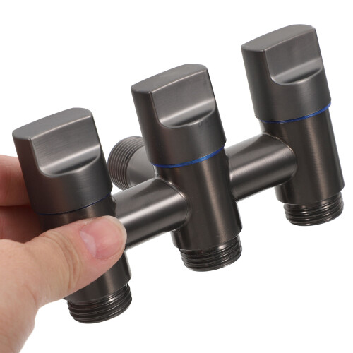Robinet 3 Voies Acier Inoxydable Gris Pour 2