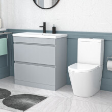 Nes Home 800mm Matte Grey Handleless Drawers Basin Vanity Close Coupled Toilet