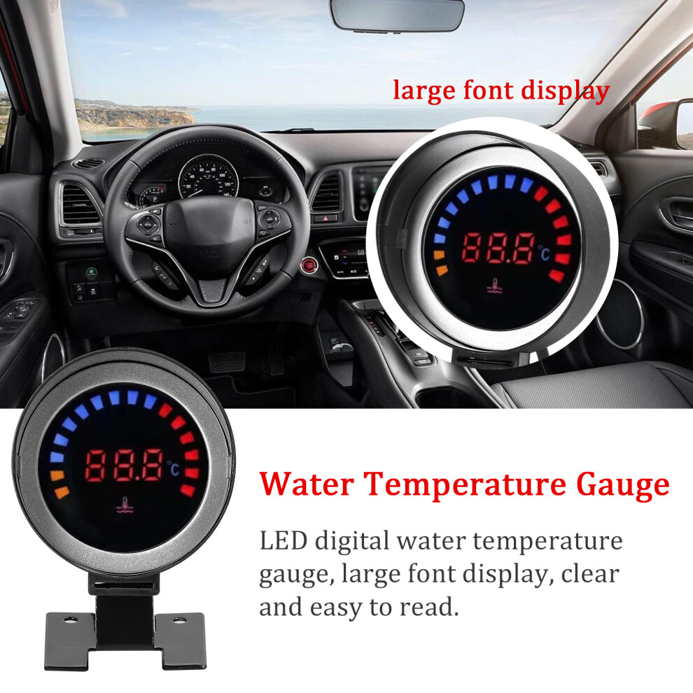 52Mm Led Water Temp Gauge 0-120 With Sensor & Alarm For Cars/Trucks 4641353835640