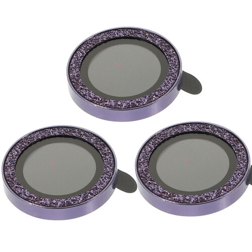 3Pcs Scratch-Resistant Purple Camera Lens Protector with Rhinestones 2