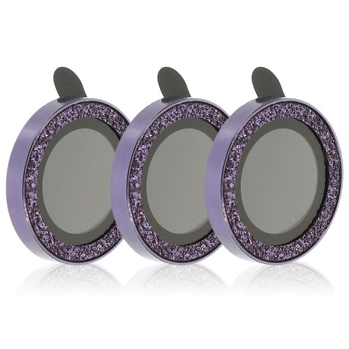 3Pcs Scratch-Resistant Purple Camera Lens Protector with Rhinestones 1
