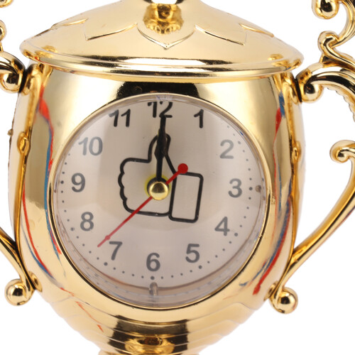 Retro Trophy Clock, Gold, 8.5x8.5cm Base, 21cm Tall 1